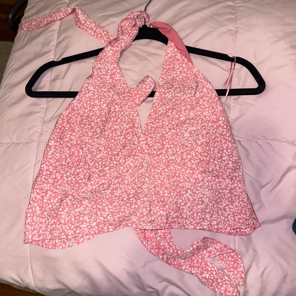 Abercrombie & Fitch Faux Silk Halter Scarf Top